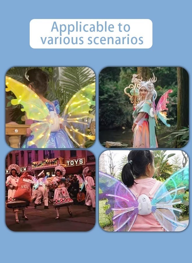 DURKU Electric Fairy Wings for Girls, Battery-Operated Moving Butterfly Wings with LED Lights, Toy for Kids, Princess Role Play Back Accessory Gift with Music - Image 2